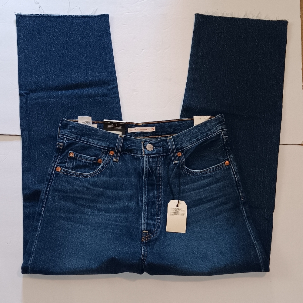 Levis Premium Ribcage High Rise Straight Ankle Jeans 29w X 27l NEW WITH TAGS